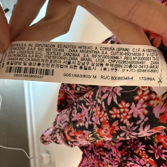 NWT Zara Floral Print Pink and Purple Long Sleeve Sundress Size M - Picture 10 of 11